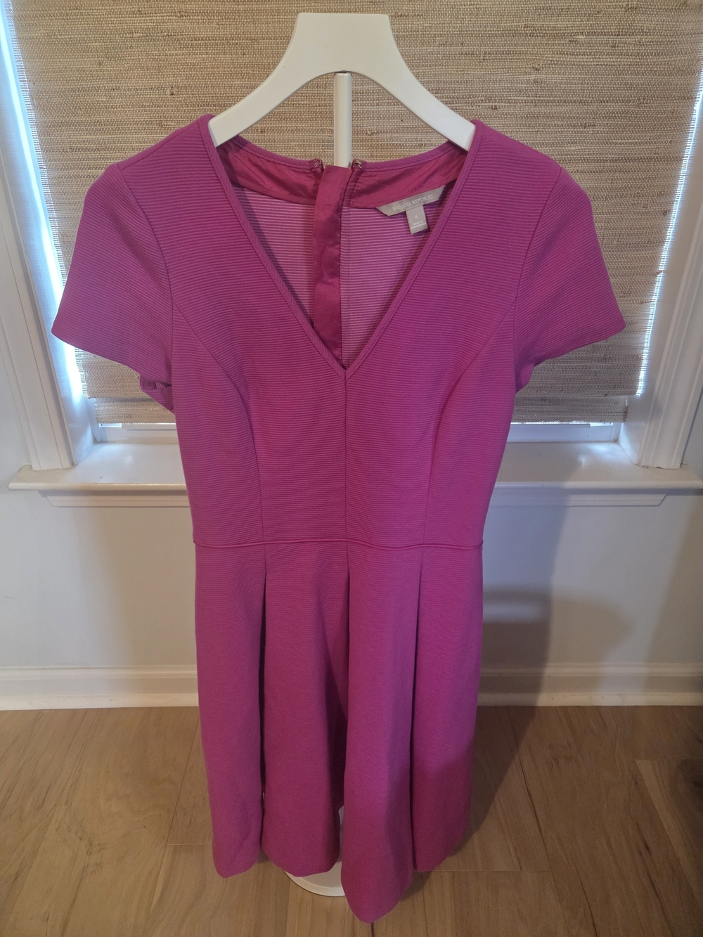 Banana Republic Bright Magenta V-Neck Fit-and-Flare Dress